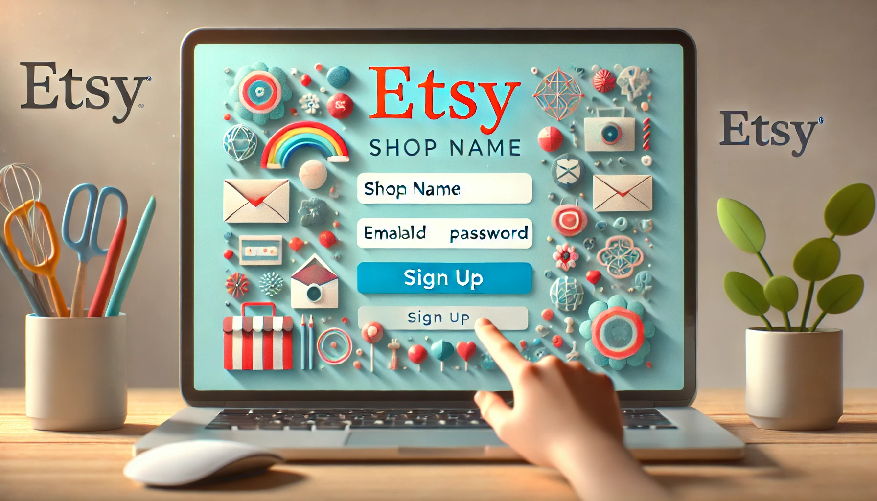 Screenshot of Etsy sign-up page showing account creation fields